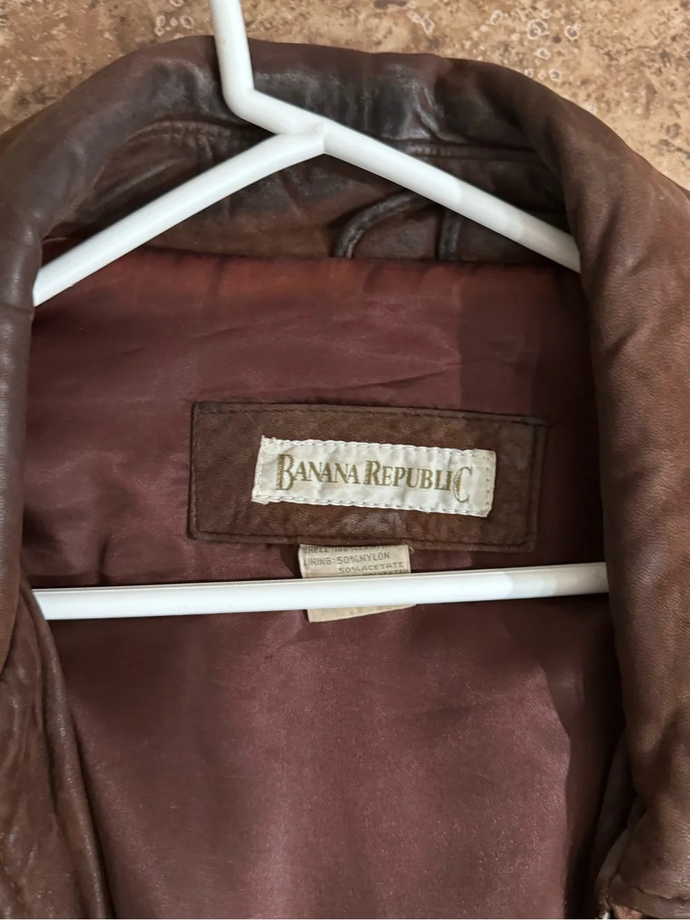 Men's Brown Leather Bomber Jacket Size 42